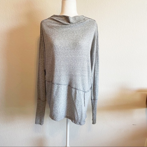Free People Londontown Thermal Oversized Gray Shirt Top Size XS OB658525 - Picture 2 of 8